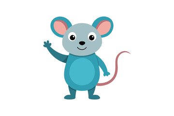Naklejka premium Cute mouse cartoon waving vector artwork illustration.