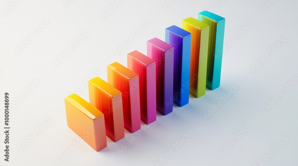 Poster A colorful 3D bar graph on a clean white background, with bars of different heights representing financial growth, creating a sense of depth and dimension.