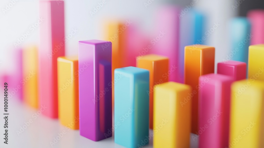 Aufkleber a colorful 3d bar graph on a clean white background, with bars of different heights representing fin