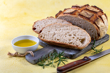 Freshly baked sourdough bread.