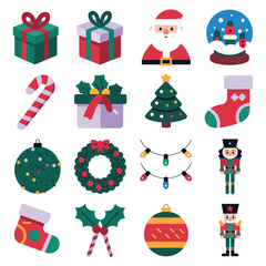 vector illustration colorful Christmas icons items frame and decoration with gifts accessories
