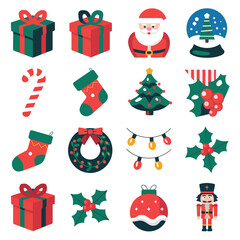 vector illustration colorful Christmas icons items frame and decoration with gifts accessories
