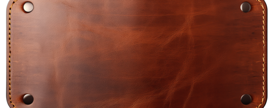 Blank brown leather tag label element isolated on white background