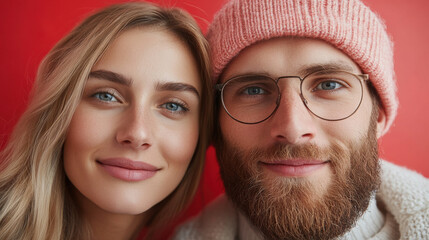 A man and a woman are smiling at the camera