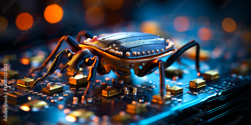 Poster ladybug circuits technology concept troubleshooting debugging computer processor chip motherboard ha