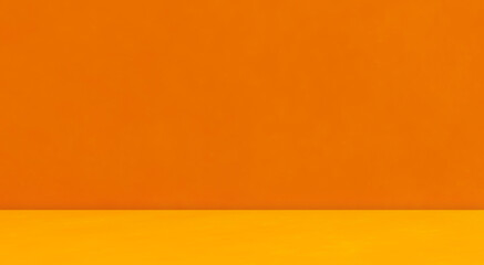 Empty orange yellow room studio for products presentation display. Summer holiday backdrop. Cosmetic, beauty and fashion showroom. Interior golden minimal mock up design backdrop.
