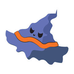 Vintage illustration for Halloween. A hand-drawn sketch of a witch hat. Halloween flat element