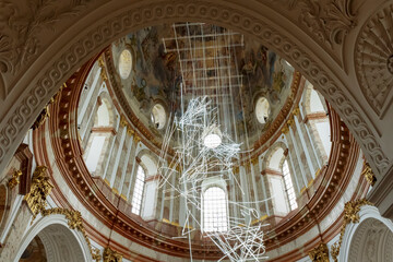Interior dome in the Karlskirche (St. Charles Church's) Vienna, Austria