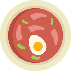 This vector illustration features a steaming bowl of soup, perfect for showcasing recipes or food related content