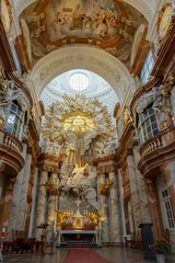 Interior dome in the Karlskirche (St. Charles Church's) Vienna, Austria
