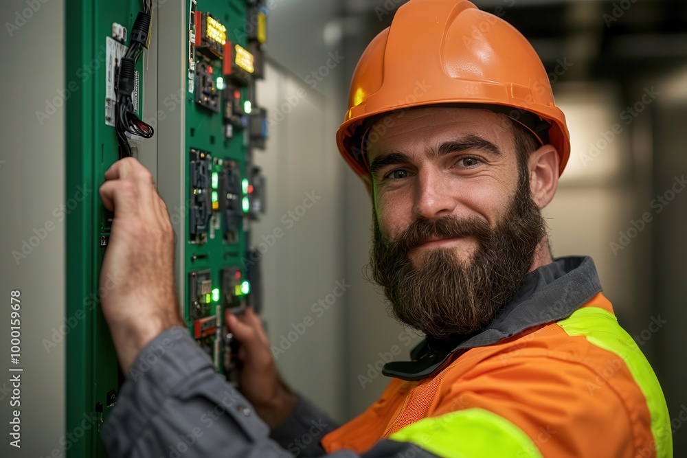 Aufkleber electrical engineer optimizing energy usage in data centers through intelligent power systems, elect