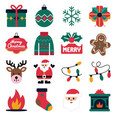Naklejka premium vector illustration colorful Christmas icons items frame and decoration with gifts accessories 