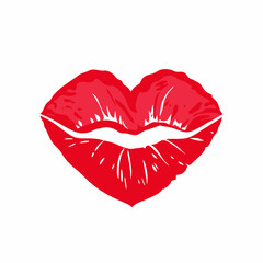 Female lips in shape of heart vector illustration (4)