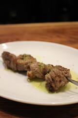 Italian cuisine: spiedino di agnello (grilled lamb skewer)