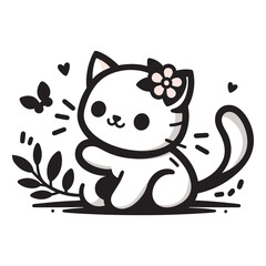 Elegant cat silhouette vector illustrations