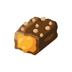 Chocolate Bar with Caramel Filling and Nuts Illustration