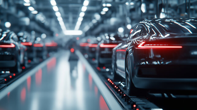 A futuristic factory setting where electric vehicle battery cells are produced en masse, with advanced robotics performing precise assembly in a synchronized fashion.
