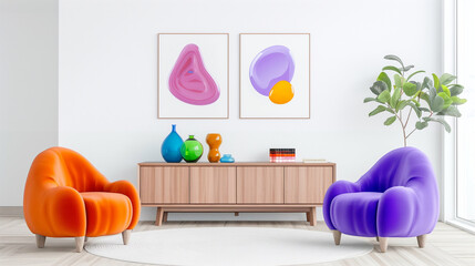 Colorful chairs in modern decor showcasing vibrant lifestyle elements with bold aesthetic appeal
