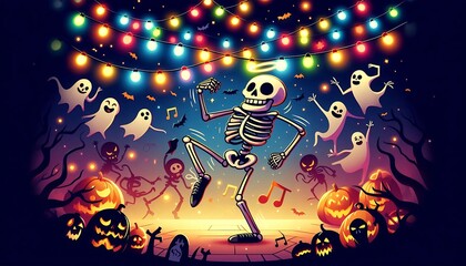 Fototapeta premium Skeleton Dance Party,generative ai