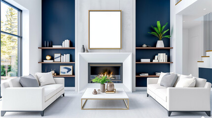 Living room interior design in a modern home with elegant furniture and bright decor