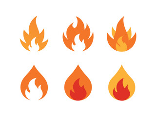 Fire icon set, flat fire icon collection.