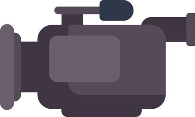 Professional digital camcorder is recording video with a microphone attached