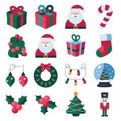 vector illustration colorful Christmas icons items frame and decoration with gifts accessories
