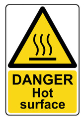Danger hot surface sign