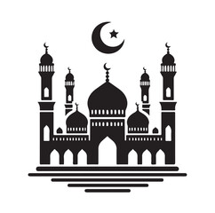 A beautiful mosque  vector silhouette