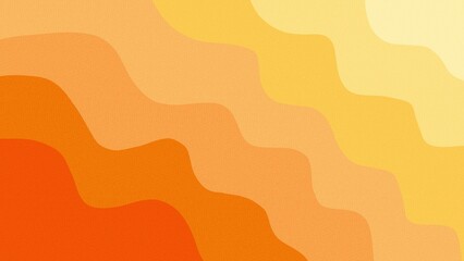 Abstract orange gradient wave background with grainy noise texture. Aesthetic retro orange wallpaper. Flowing orange geometric stripes pattern.