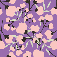 Beautiful pattern with flowers and leaf. Floral vector illustration.