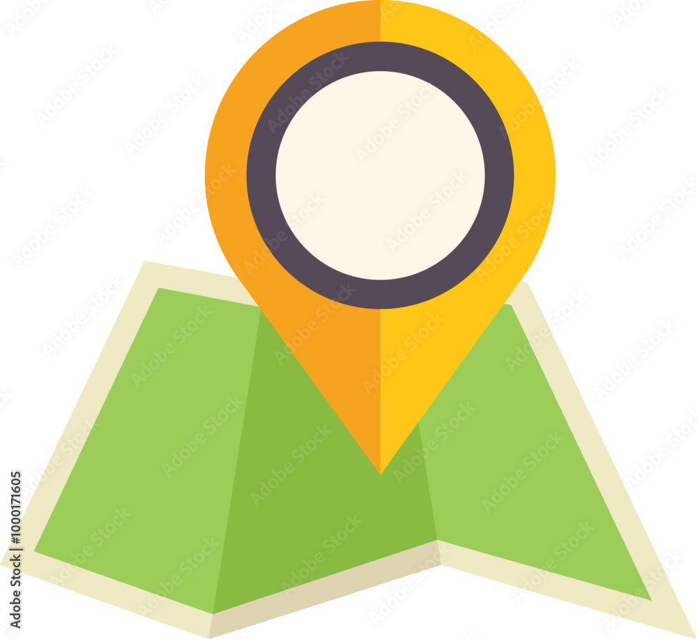 Poster location pin icon pointing on a map symbolising navigation, exploring and finding your way
