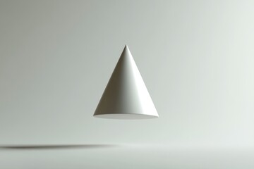 A Single White Cone Floating in a White Space