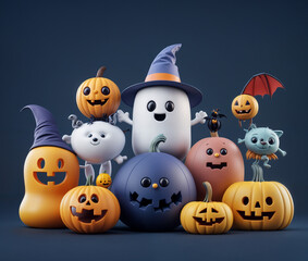 Obraz premium halloween pumpkin heads