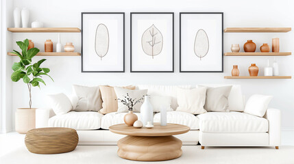 Modern living room with cozy decor stylish furniture and elegant design elements in a bright space