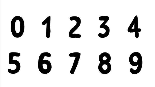 Set of animated signs of digits or numbers in stopmotion animation style hand drawn on white background