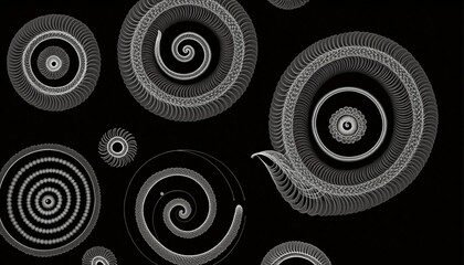 microscopic organisms swirling patterns in black background