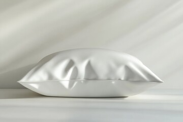 White Pillow with Subtle Wrinkles on a White Background