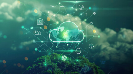 Obraz premium A comparison of cloud providers based on their sustainability efforts, highlighting carbon reduction strategies and energy use.