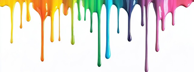 Colorful paint dripping isolated on white
