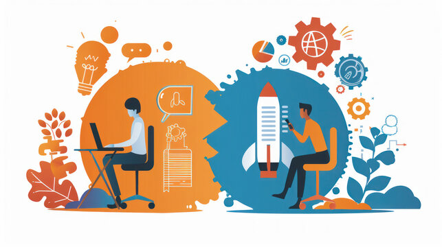 A comparison of digital marketing for tech startups versus established businesses, highlighting the need for agility and innovation.