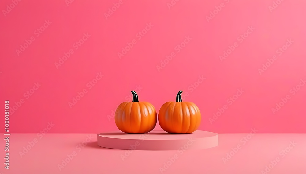 Poster a rendering of an abstract pink background featuring geometric shapes and a podium, designed for a m