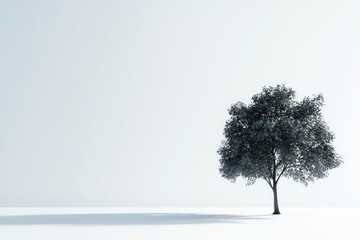 Obraz premium A Single Tree Standing Alone in a White Landscape