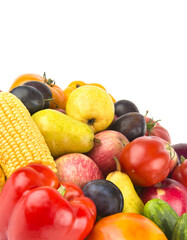 fruits isolated on a white background. Free space for text. Vertical photo.