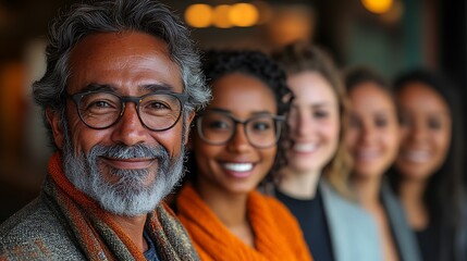  Diverse and inclusive group of office colleagues smiling at a team building workshop event, workplace race inclusion and diversity concept 