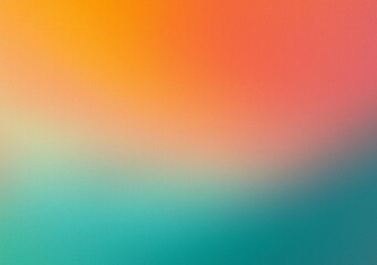 Fototapeta premium Orange teal green pink abstract grainy gradient background noise texture effect summer poster design