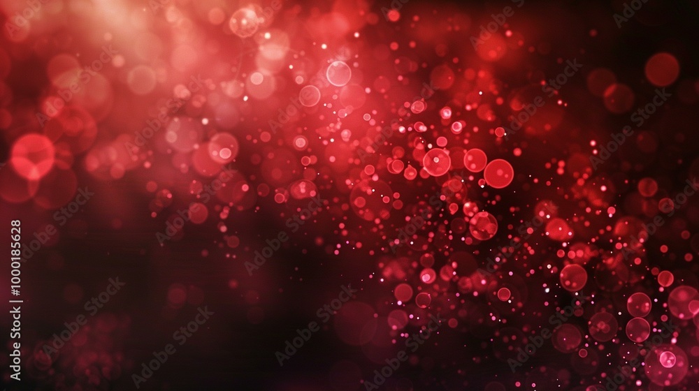 Poster sparkling red bokeh lights with a glittery and festive appearance.