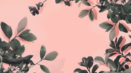 The background is plain and beige, with some green leaves and branches partially visible around the edges of the frame