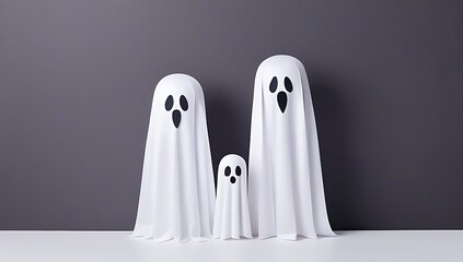A ghost against a black background, with free space for text, perfect for Halloween
