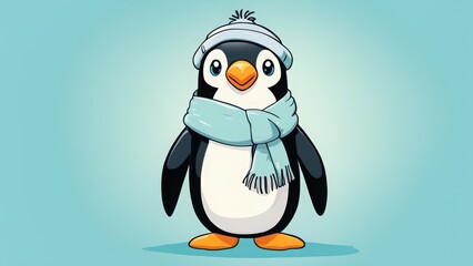 Obraz premium Penguin wearing a hat, illustration